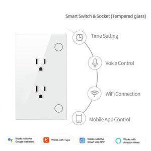 ผนังกระจกเทมเปอร์15A เต้าเสียบไฟฟ้าอัจฉริยะของเราพร้อมสวิตช์ซิกบี Wi-Fi Matter <span class=keywords><strong>4</strong></span>สีใช้งานได้กับ Alexa Google Home - Product Image 2