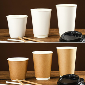 แก้วกระดาษคราฟท์สองชั้นคุณภาพสูง พิมพ์ลายได้ตามต้องการ MOQ ต่ำเพียง 1,000 ชิ้น ย่อยสลายได้ เหมาะสำหรับกาแฟแบบนำกลับบ้าน - Product Image 6