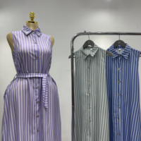 Robe d'été sans manches à col montant, rayée africaine, pour le bureau, tenue décontractée et habillée pour femme grande taille, idéale pour le quotidien