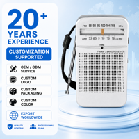 Radio de poche portable AM FM 2 bandes RAISENG R-50RG, logo OEM personnalisé, fonctionne sur piles, récepteur haute sensibilité
