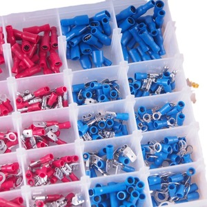 Kit de 500 Terminales de Crimpado Rojos y Azules de Plástico, 12-22 AWG, Estilo Europeo, Conectores de Bala con Resorte, en Caja - Product Image 1