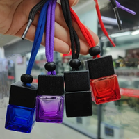 Bouteilles diffuseurs de parfum en verre vides de 8 ml pour voiture, à suspendre, avec bouchon à vis en bois