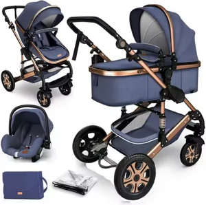 Poussette pour bébé 3 en 1 Landau de luxe pour nouveau-né Landau avec siège <span class=keywords><strong>auto</strong></span> Chariot paysage haut Voiture 360 Rotation bébé Poussette Shell - Product Image 1