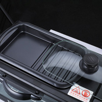 Machine à petit-déjeuner multifonction 5-en-1 avec surface de cuisson antiadhésive 9L, grill et cafetière, avec minuterie