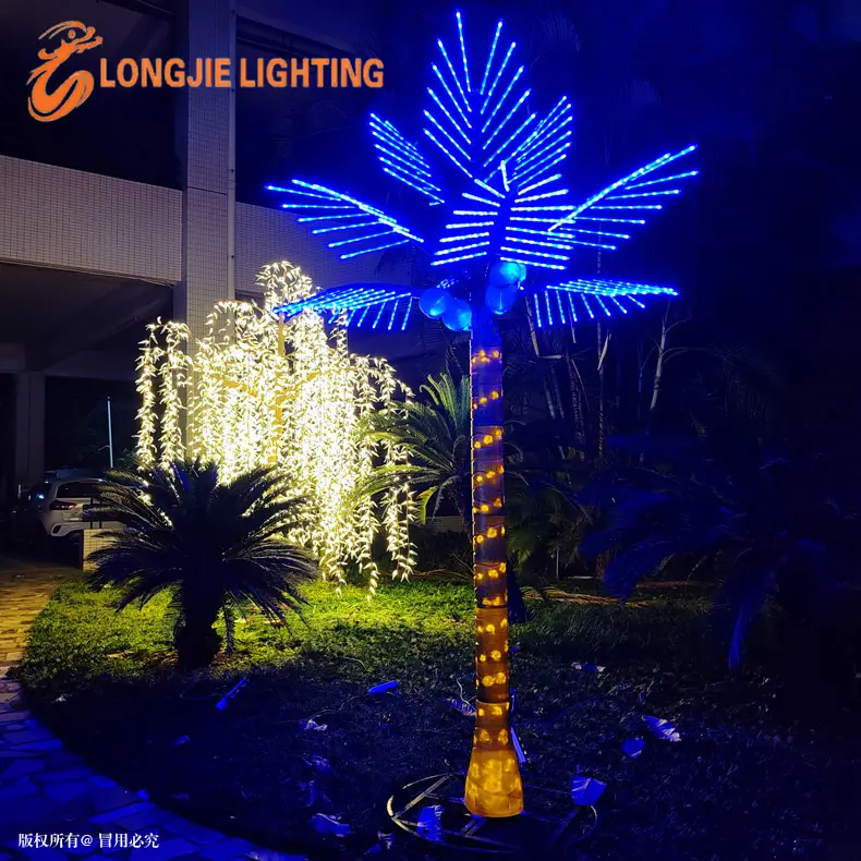 H:3.0M 2M 9PCS leaves Artificial LED coconut tree lights palm tree with led lights