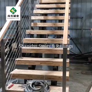 <span class=keywords><strong>Escalera</strong></span> de peldaño de madera, viga de acero al carbono, <span class=keywords><strong>dos</strong></span> largueros, <span class=keywords><strong>escalera</strong></span>, pasamanos de vidrio para interiores, escalón de madera, escaleras de metal rectas - Product Image 6