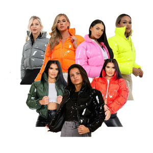 Manteau chaud et épais d'hiver en cuir verni, doudoune matelassée imperméable pour <span class=keywords><strong>femme</strong></span> avec fermeture éclair, tailles S-2XL - Product Image 1