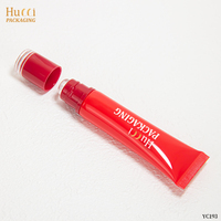 Emballages de tubes souples de luxe rouges personnalisés en gros D19 10ml-25ml pour baumes à lèvres et gloss avec applicateurs en silicone