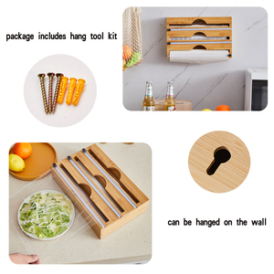 Customizable Bamboo Kitchen Drawer Silver Tin <strong>Foil</strong> Storage Box <strong>Cling</strong> <strong>Film</strong> <strong>Cling</strong> <strong>Film</strong> <strong>Dispenser</strong> with Knife Can - Product Image 4