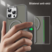 Étui de téléphone portable magnétique de support givré mat Transparent de luxe pour Iphone 13 14 Plus 15 Pro 16 Pro Max 17 Pro étuis de béquille