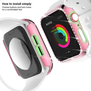 2024 Damen Dame Luxus smart watch Tasche Abdeckung Diamant Glitzer Protektor Uhrenhülle für Apple Watch Serie 9 8 7 6