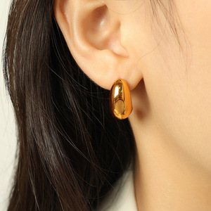 <b>Cuff</b> <b>Earrings</b> Gold 18K Stainless Steel Moon Shape Hollow Women's Jewelry Trendy Fashion <b>Earring</b> EH618 - Product Image 4