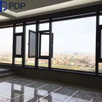 Ventanas Abatibles de Aleación de Aluminio con Mosquitera de Seguridad, Marco de Acero Inoxidable, Malla para Uso Exterior, Apertura Horizontal