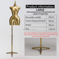 Mannequin de présentation de vêtements pour femmes BBL, taille plus, demi-corps, buste, fibre de verre, noir doré