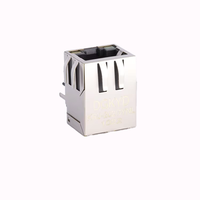 Connecteur Ethernet Cat6 RJ45 Femelle avec Boîtier Noir PBT, Plaqué Or 6u'', Filtre à Entrée Latérale, Montage sur Trou, 1000 BASE-T