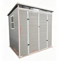 Abri de jardin en plastique PP durable, imperméable, avec toit incliné, panneaux transparents, double porte verrouillable, 6*5 pieds