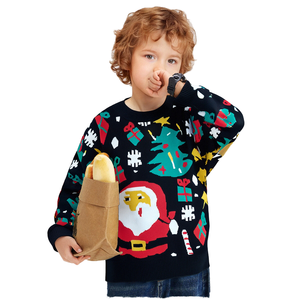 <span class=keywords><strong>Pull</strong></span> de Noël pour enfants, col rond, manches longues, imprimé Père Noël, <span class=keywords><strong>pull</strong></span> en tricot respirant pour garçons et filles, chaud pour l'hiver - Product Image 1