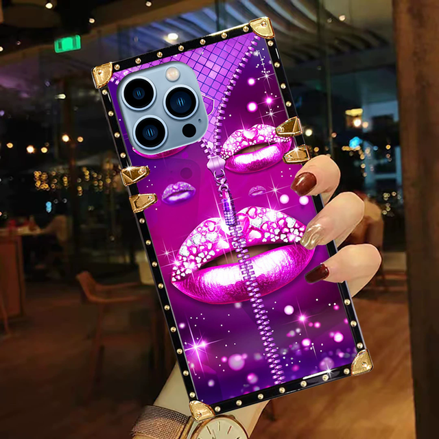 Hot Selling Color Printing Zipper Closure Heart-shaped Protective Cover for iPhone 16 17 PROMax Lip Luxury Lady's Phone case