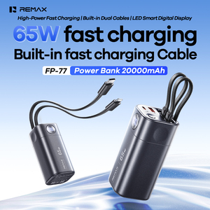 Banco de Energía de 20000mAh PD65W con Doble Tipo-C/IPh, Cables Integrados, 4 Salidas, Pantalla LED, Ideal para Viajes, FP-77 1 Tamaño Pequeño Grande - Product Image 1