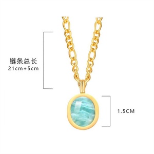 Collier pendentif en acier inoxydable turquoise ovale 2023, plaqué or 18 carats PVD, pour femmes - Product Image 6