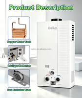 Chauffe-eau sans réservoir à gaz naturel 16L 32kW en cuivre, très économique, pour usage extérieur et domestique, en acier inoxydable DC