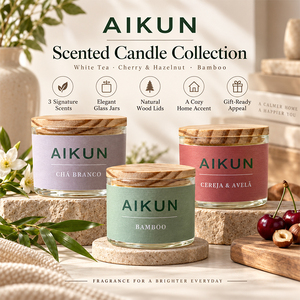 AIKUN 2026 Bougie artisanale moderne en cire de soja à combustion longue durée, sans fumée, en pot de verre, pour l'Aromathérapie, idéale pour la Saint-Valentin - Product Image 2