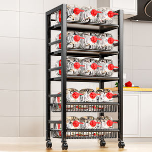 Estante de almacenamiento de <span class=keywords><strong>Metal</strong></span> grueso multicapa para verduras de cocina y horno microondas estante organizador con malla de acero multifuncional - Product Image 5