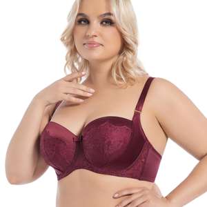 LR stile donna Plus Size leggero imbottito biancheria intima 3/4 tazza traspirante in pizzo <span class=keywords><strong>trasparente</strong></span> con ricamo posteriore stretta in filo <span class=keywords><strong>reggiseno</strong></span> - Product Image 2