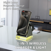 JEDI Logo personnalisé Chargeur sans fil Veilleuse forte magnétique 3-en-1 Support pour téléphone portable Station d'accueil