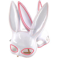 Masque de carnaval lumineux en PVC en gros, masque de mascarade LED avec fil EL, pour Halloween, boîte de nuit, cosplay intégral noir pour femme