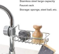 Porte-éponge de robinet de cuisine, support de rangement en acier inoxydable, organisateur d'évier caddie à suspendre pour les brouillettes, savon