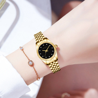 Montres-bracelets pour femmes de luxe en or Cadeau de vacances Montre à quartz étanche en acier inoxydable Montre décontractée simple à la mode pour femmes