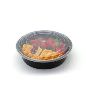 Microwavable Disposable Plastic PP 2 Compartment Round American Bowl With Cover