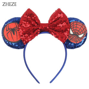 Accessoires de cheveux de cosplay de super-héros mignons, masque de <span class=keywords><strong>Spiderman</strong></span> de dessin animé, bandeau à paillettes, nœud, oreilles de souris, bandeau pour enfants, cadeau - Product Image 4