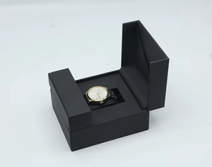 Boîte à bijoux en papier à couvercle rabattable de luxe, boîte cadeau rigide noire personnalisée pour l'emballage de bijoux avec plateau en mousse EVA - Product Image 6