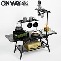 OnwaySports Table IGT en aluminium avec support de rangement Cadre en aluminium 4pcs + 2pcs Panneau en aluminium Chaise pliante de camping