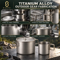Poignée de maintien pour pot de camping détachable en alliage de titane BIAOPAI, usinage CNC, fraisage, perçage, service OEM ODM personnalisable