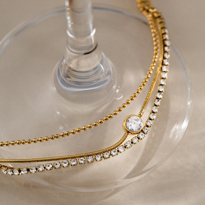 18K Gold Plated Chain Bracelet <b>Set</b> With Zircon Stone Women's Classic Jewelry Gift - Product Image 3