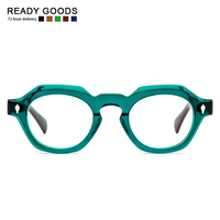 Dernier style, montures de lunettes rondes en acétate, logo personnalisé OEM/ODM, vente en gros, optique rétro, à la mode, légères, pour adultes, imprimées