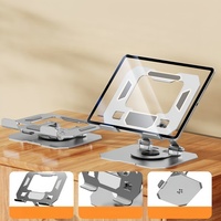 Support d'ordinateur portable pliable et portable, réglable et rotatif, en acier au carbone, avec rangement pour la maison et le bureau