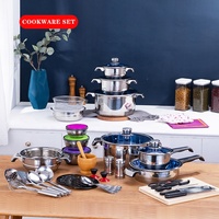 Ensemble de casseroles en acier inoxydable, cuisinière à induction, batterie de cuisine antiadhésive, vente en gros avec couvercle