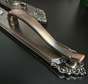 Poignée de porte moderne en laiton massif avec grande ressort double à tension, pour cour et villa, taille universelle, quincaillerie grise de qualité supérieure - Product Image 3