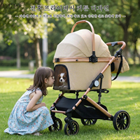 Poussette pour animaux de compagnie Oxford réglable en gros, pliable en un clic, charge 25 kg, construction durable, roues universelles, chariot, Corée