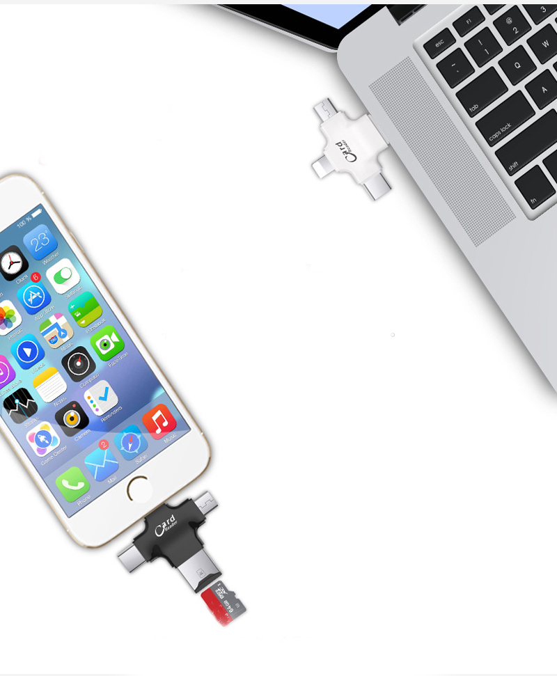 4 в 1 кард-ридер USB3.0 устройство чтения карт памяти OTG для iPhone Тип C Android