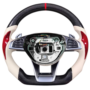 พวงมาลัยคาร์บอนไฟเบอร์สำหรับ Mercedes <span class=keywords><strong>Benz</strong></span> W205 W206 W213 W214 W464 X253 C43 C63 E53 E63 G63 AMG แบบเสียบใช้งานได้ทันที - Product Image 1