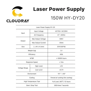 Cloudray HY-DY 시리즈 RECI 전원 공급 장치 DY20 115V/230V W6/W8 CO2 레이저 기계