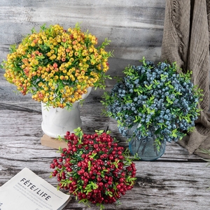 Tiges de bleuets artificielles en vrac, fausses baies colorées pour la décoration intérieure, branches de fruits en plastique, fournitures pour arrangements floraux - Product Image 4