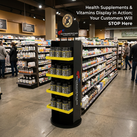 Présentoir rotatif sur pied en PVC personnalisé à 4 niveaux pour supermarché, idéal pour les suppléments de santé, les vitamines et les magasins de détail – Installation facile