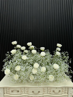 Boule de fleurs artificielles rose poudré Gypsophile et Gladiolus, centre de table et chemin de table, en soie, fabriquée à la main pour événements et fêtes