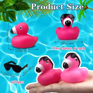 Customized Logo Hot Pink Plastic Flamingos Rubber Duck <b>Bath</b> Toys Bulk for Baby Shower Birthday Party Favors Classroom Prizes - Product Image 2